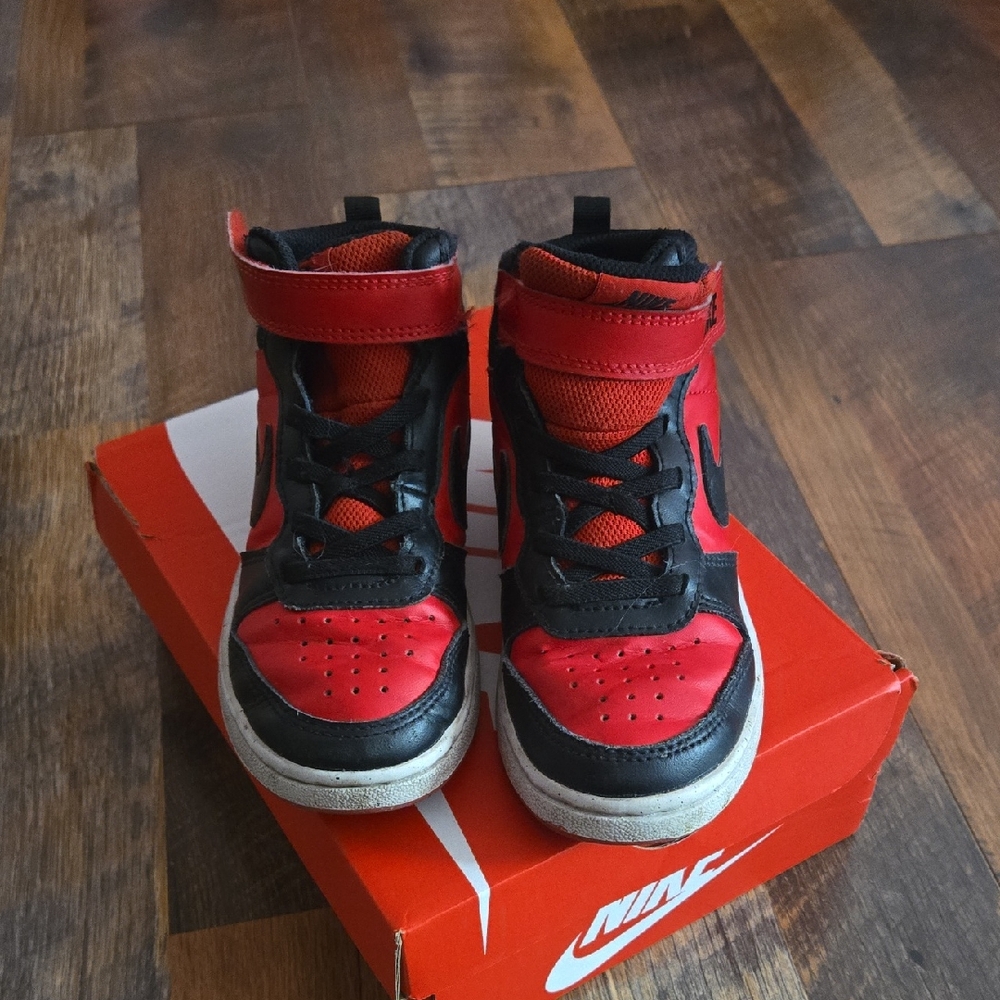 Nike Kids Black and Red High-Top Sneakers